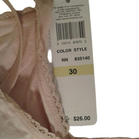 Wacoal Size 30 Bralette Beige Soft Cup Wireless Adjustable Straps Stretch NEW - Picture 4 of 7